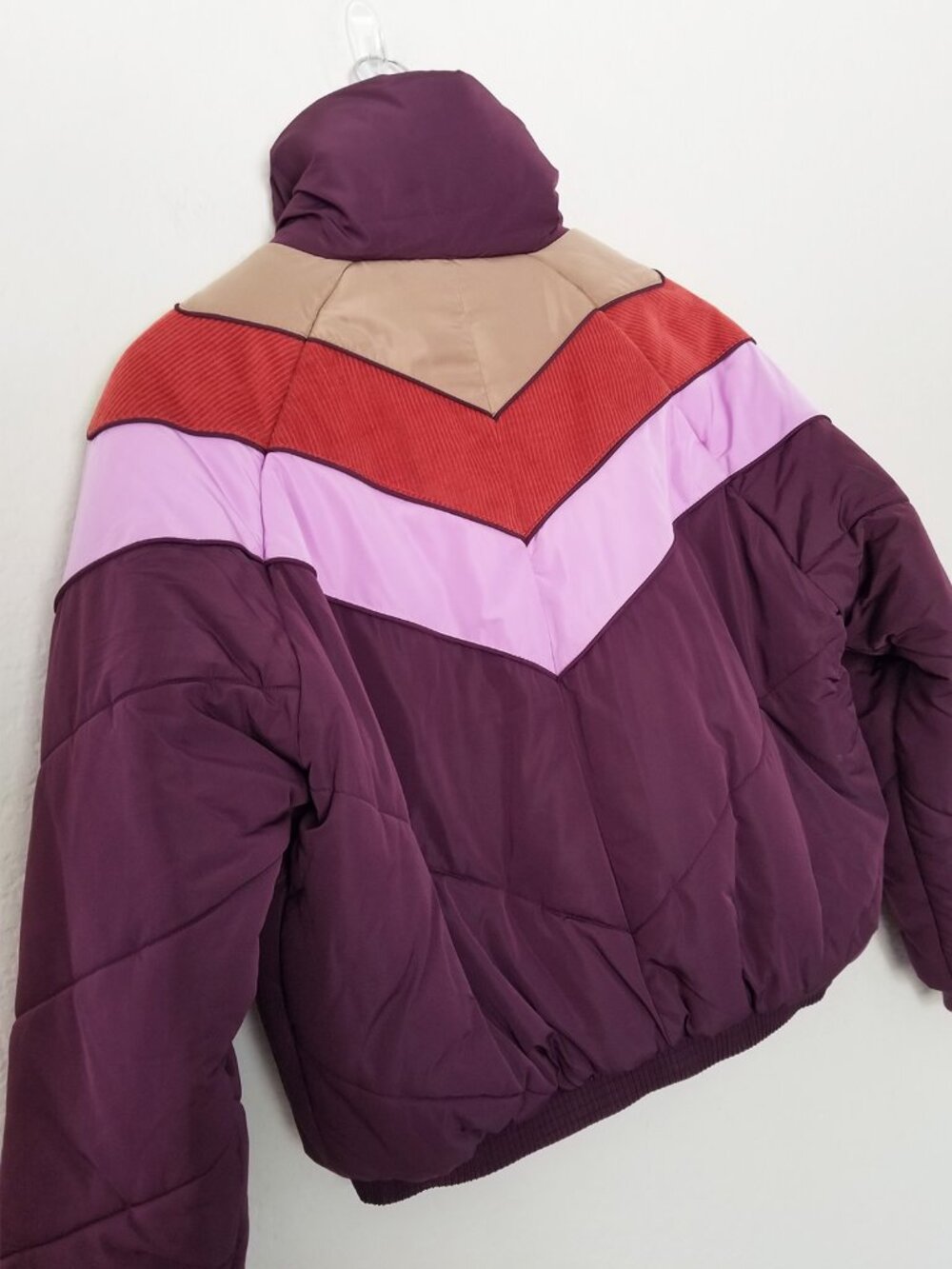 NEW Free People Heidi Ski Puffer Jacket XS in Wine Purple Retro Colorblock $128 - Picture 9 of 16
